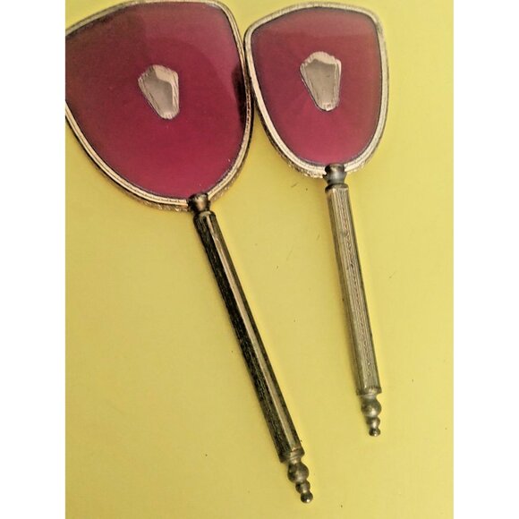 Vintage Brass and Cut Glass Hand Mirror & Brush Vanity Set 1930-1940 - Picture 2 of 15